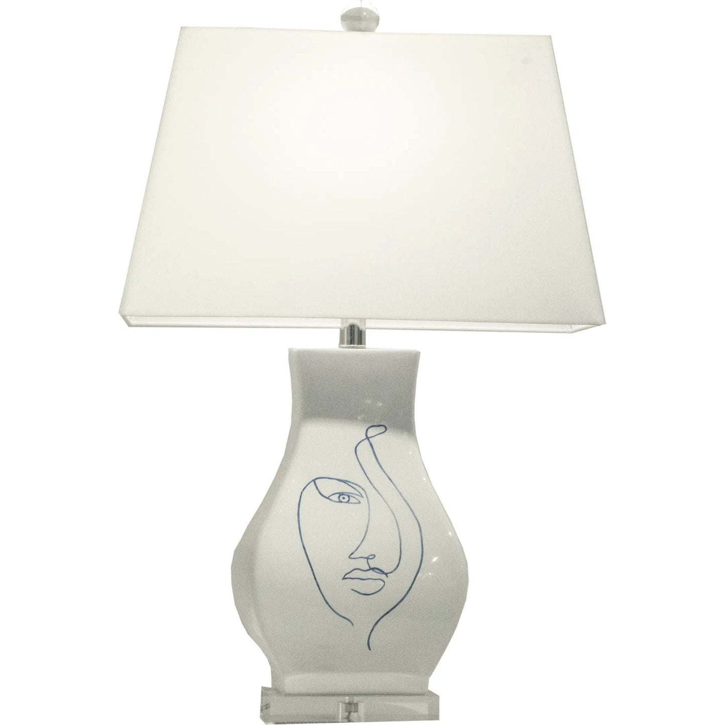 001 SI-2104418 | Primary Silo | Abstract Portrait I Lamp by Wildwood in white glaze, hand painted, clear. Made from unique in a modern style.