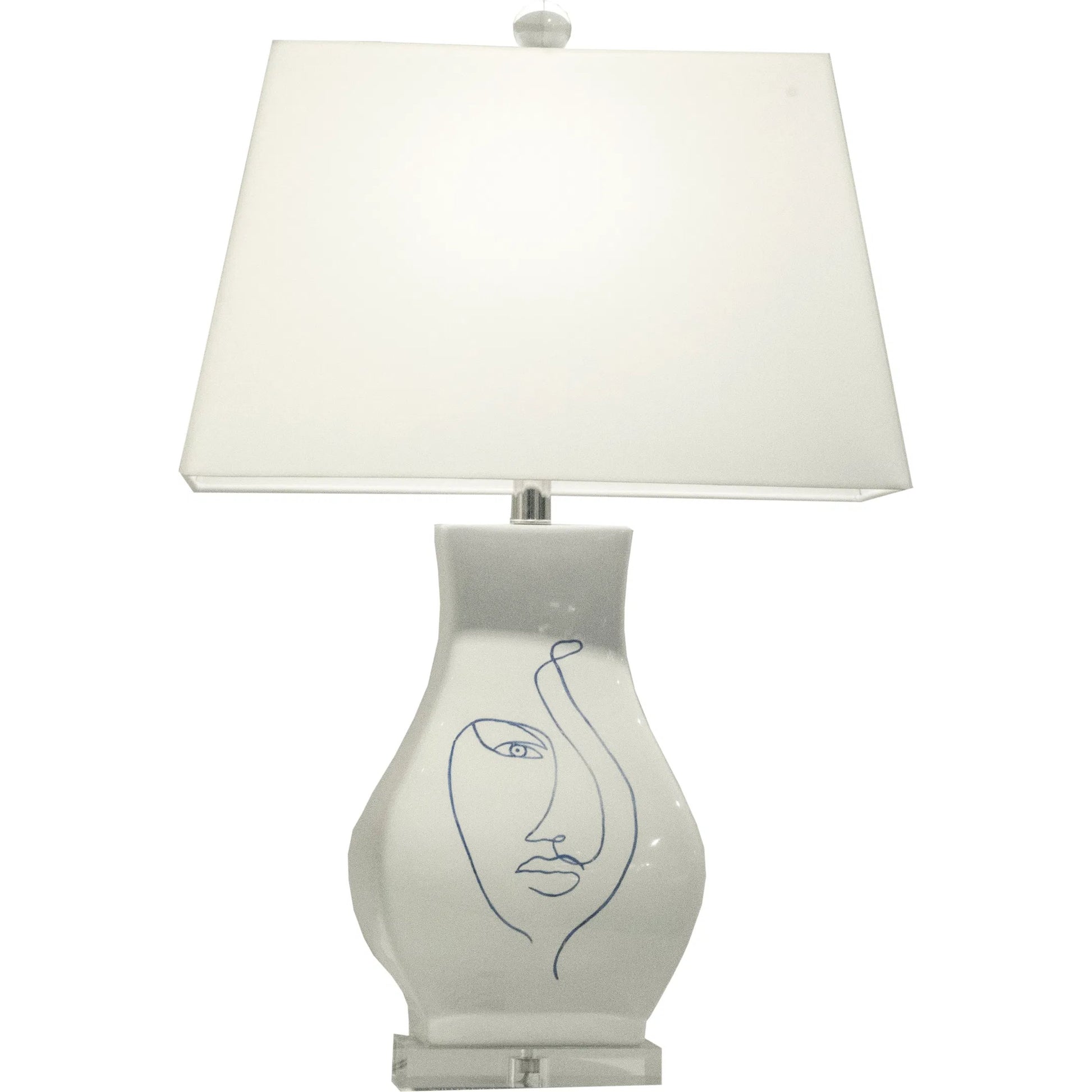 Abstract Portrait I Lamp by Wildwood in white glaze, hand painted, clear. Made from unique in a modern style.