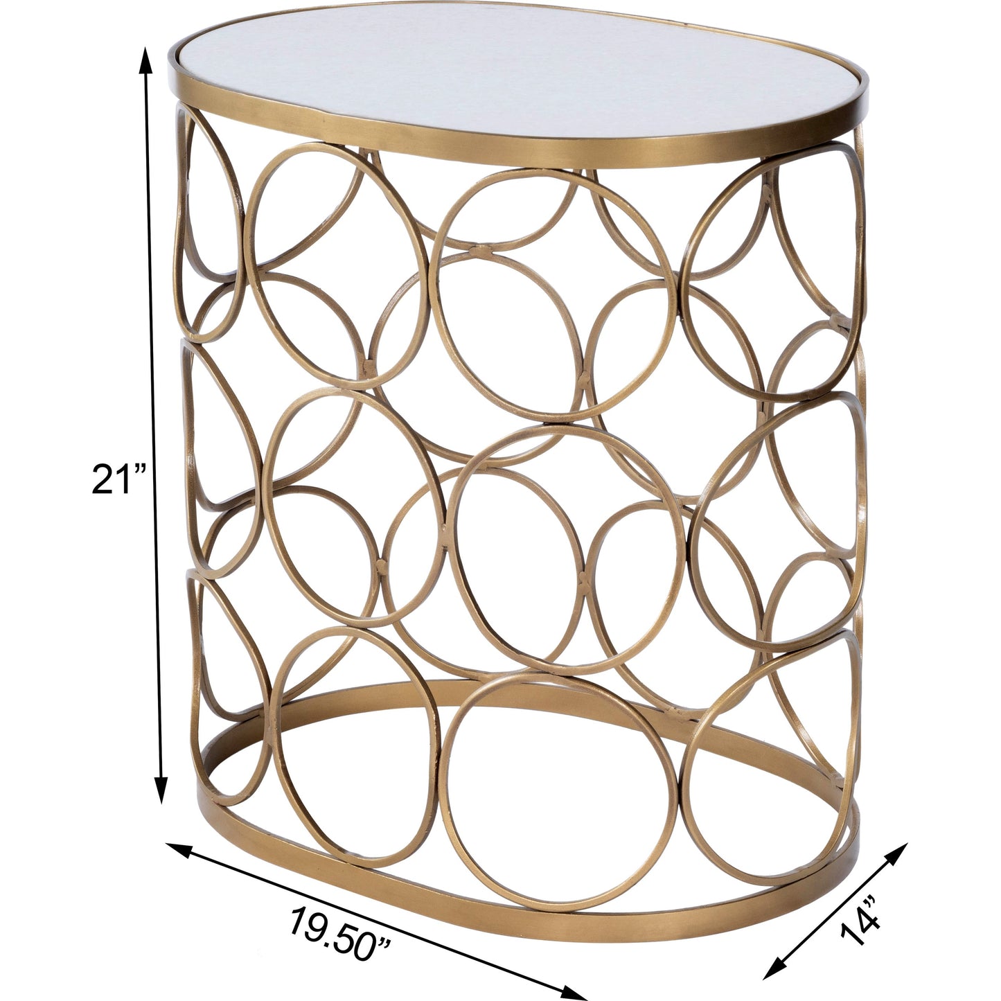 006 O-BUTLER-6123025 | Additional Silo | Talulah Oval Marble Accent Table by Butler Specialty Company in gold and metalworks. Made from iron, white marble in a modern style.