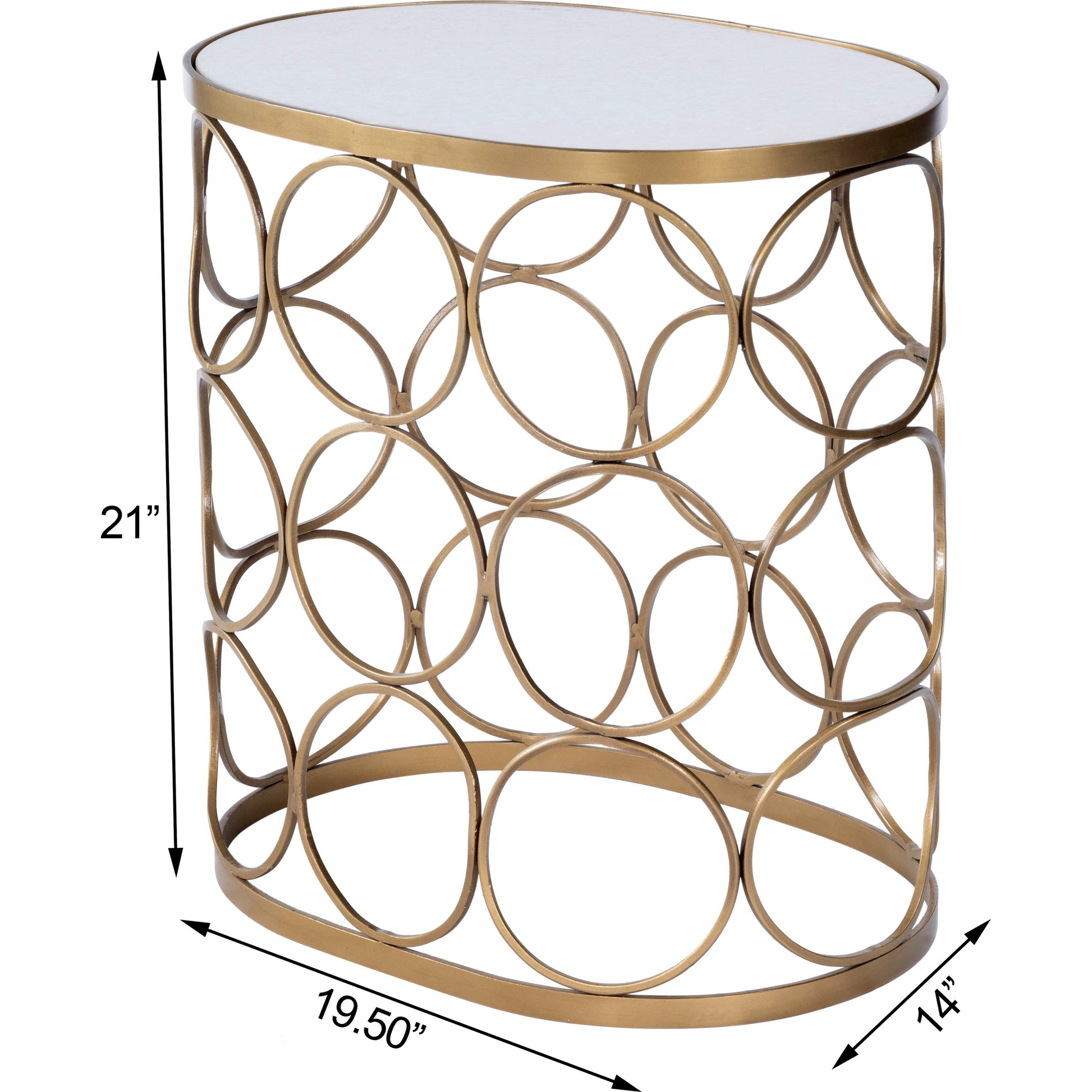 Talulah Oval Marble Accent Table by Butler Specialty Company in gold and metalworks. Made from iron, white marble in a modern style.