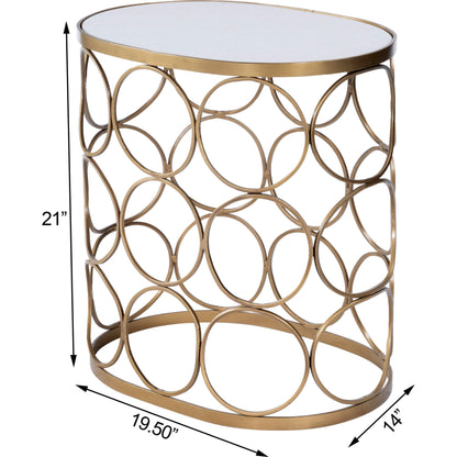 Talulah Oval Marble Accent Table by Butler Specialty Company in gold and metalworks. Made from iron, white marble in a modern style.