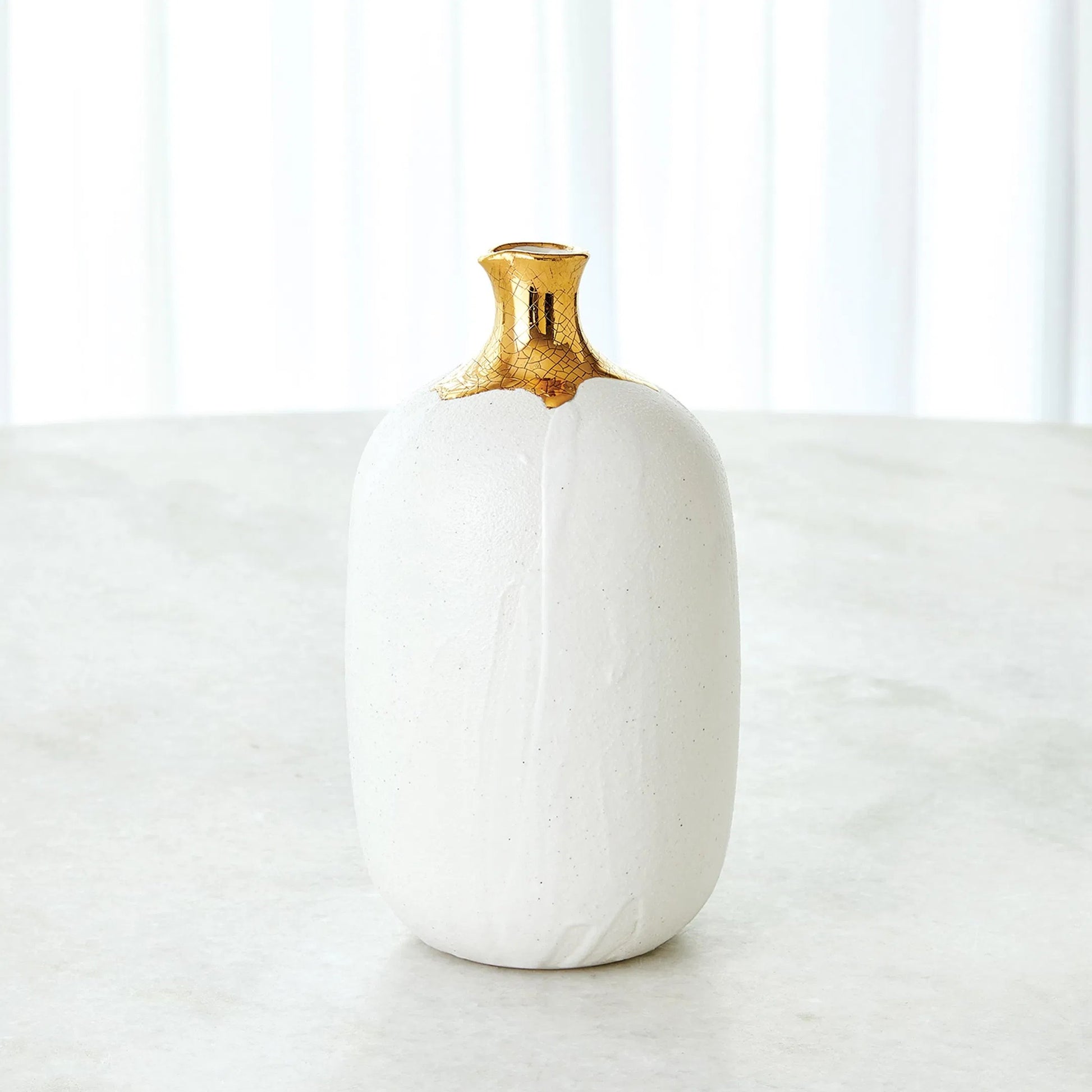 Dipped Golden Crackle/White Cylinder Vase by Global Views in white and gold. Made from unique in a modern style.