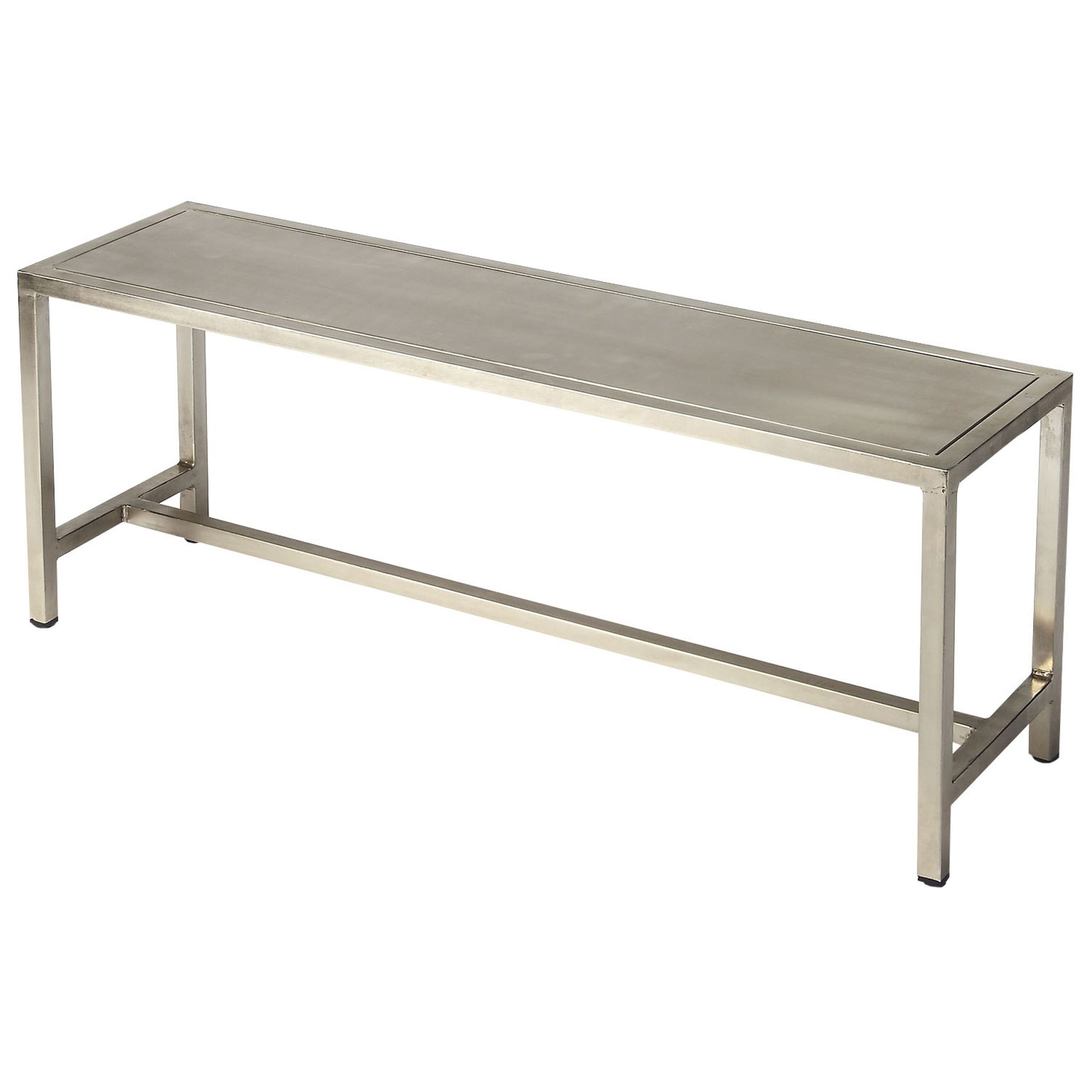 Tribeca Iron Bench by Butler Specialty Company in silver and metalworks. Made from iron in a modern style.