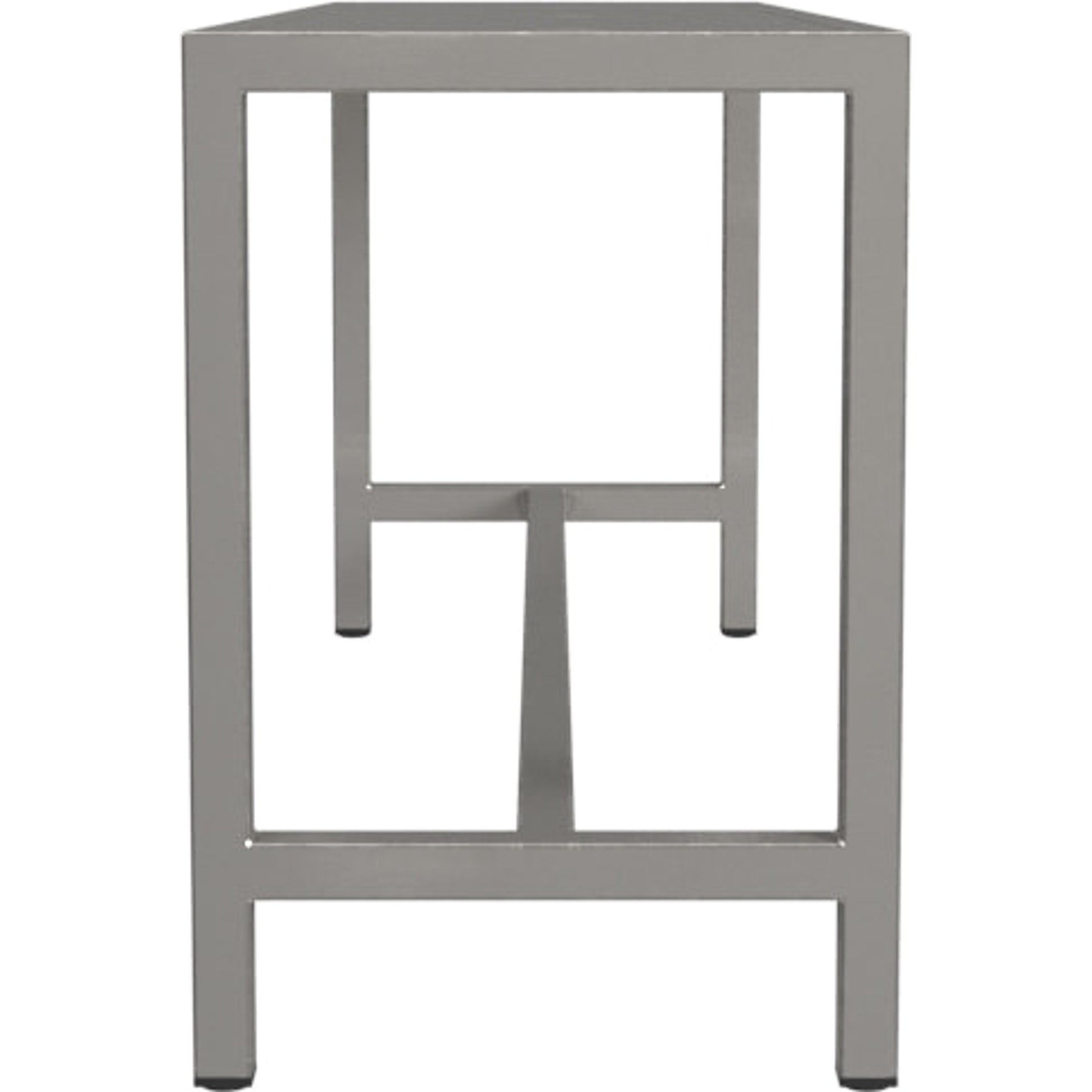 Tribeca Iron Bench by Butler Specialty Company in silver and metalworks. Made from iron in a modern style.