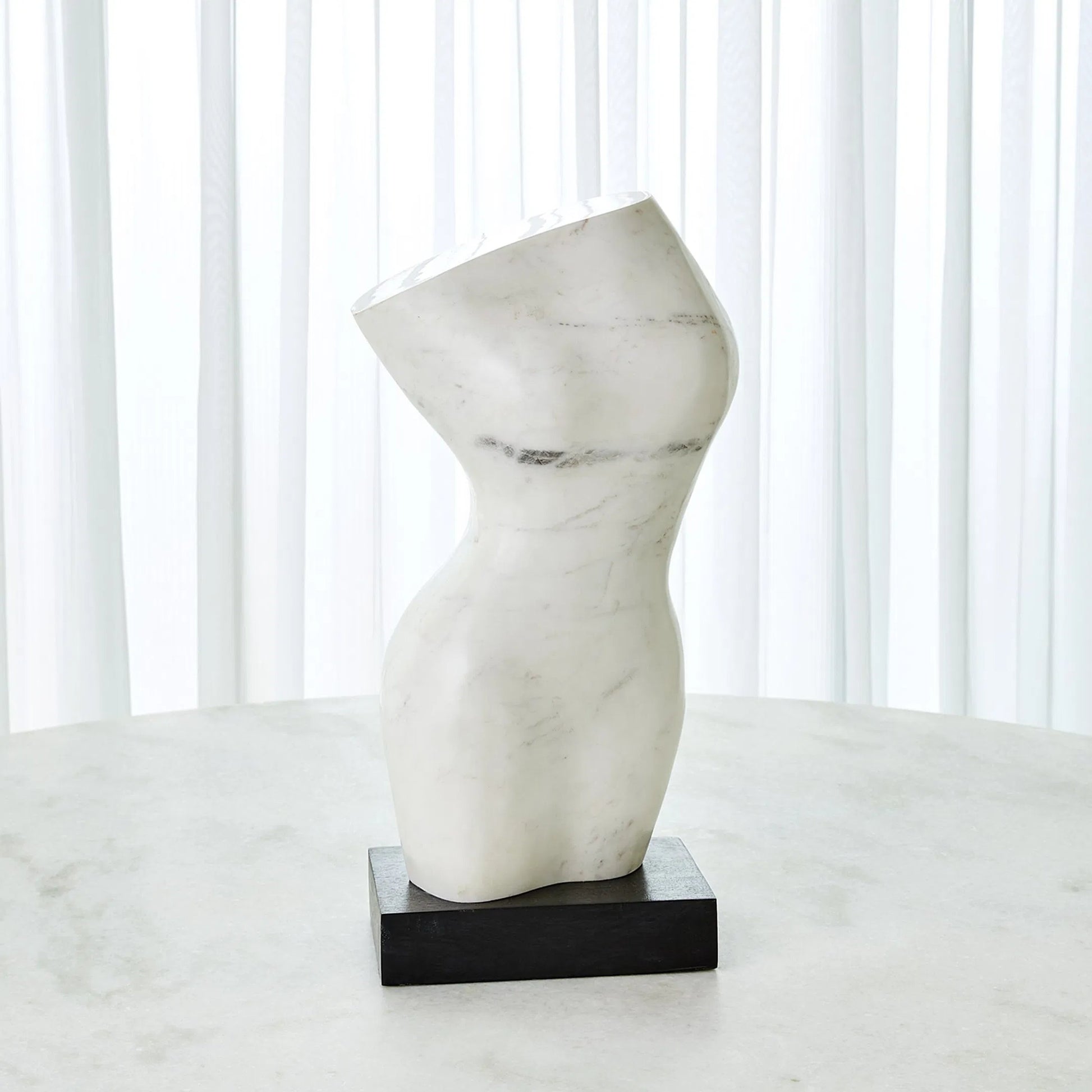 Marble Torso by Global Views in natural. Made from banswara white marble, base in bheslana black marble. in a modern style.