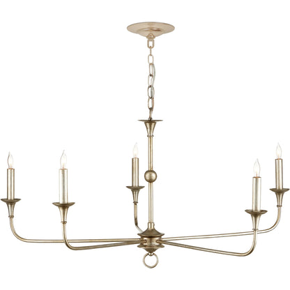 Nottaway Chandelier by Currey and Company. Made from wrought iron in a modern style.