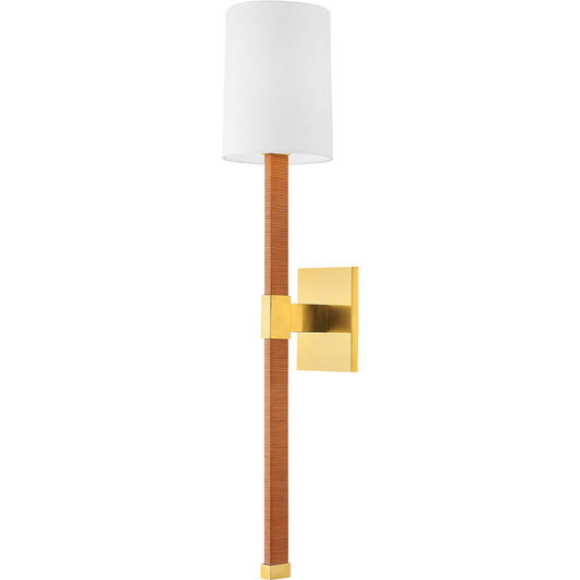 Minnetonka Wall Sconce by Hudson Valley in aged brass. Made from steel in a unique style.