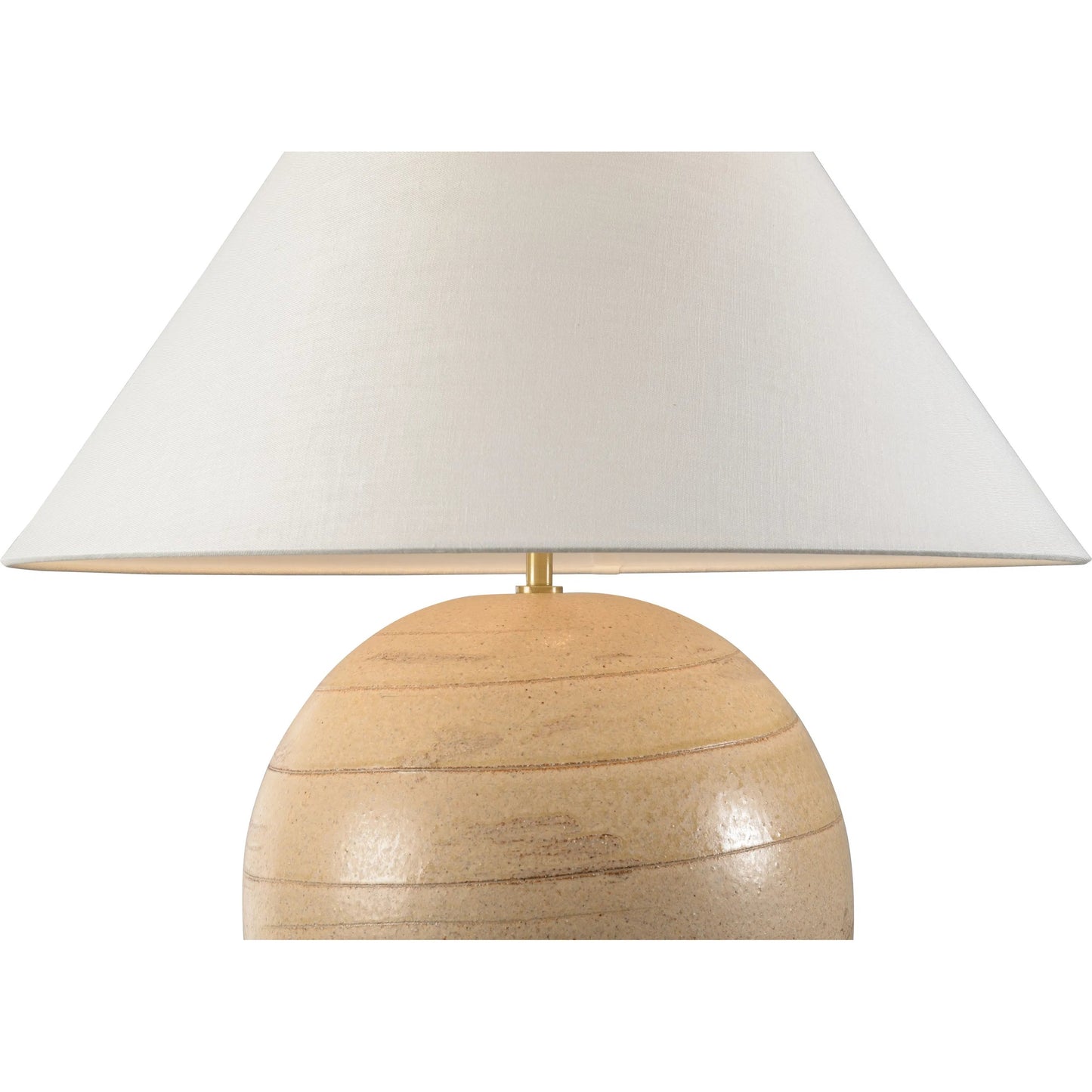 002 SI-2335245 | Closeup | Moriko Lamp with Tapered Shade by Wildwood in brown and shiga, brown glaze. Made from unique in a transitional style.