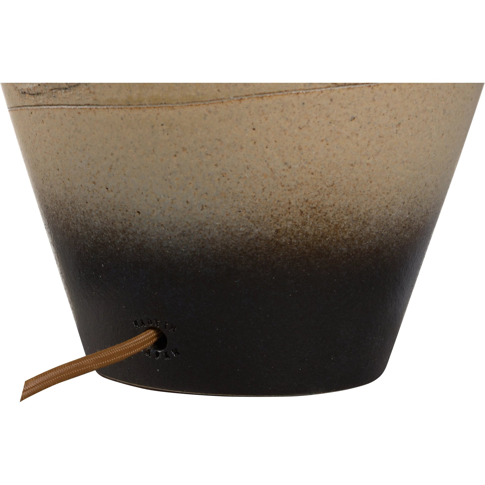 Kento Lamp with Drum Shade by Wildwood in brown and shiga, brown ombre glaze. Made from unique in a transitional style.
