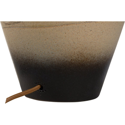 Kento Lamp with Drum Shade by Wildwood in brown and shiga, brown ombre glaze. Made from unique in a transitional style.