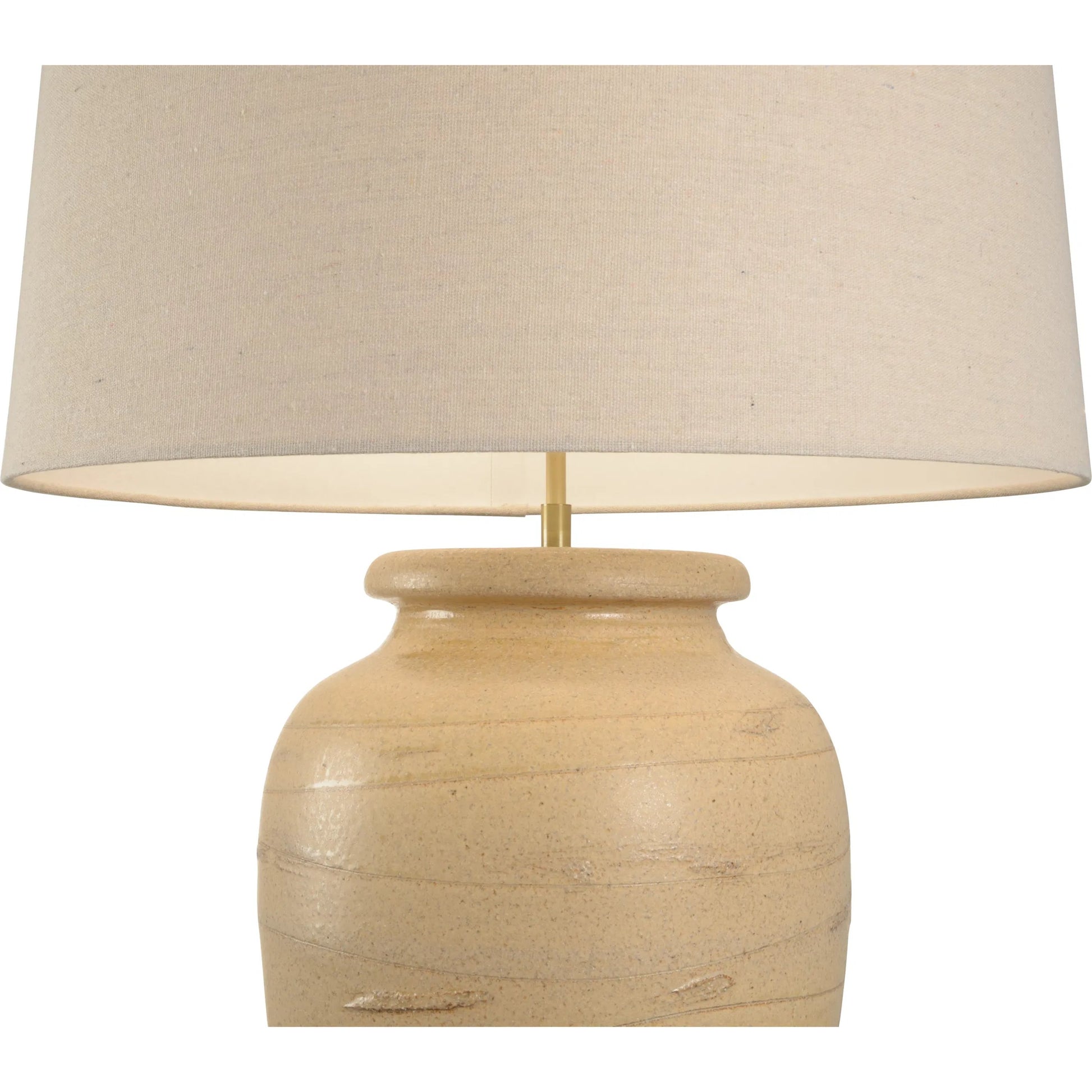Kento Lamp with Drum Shade by Wildwood in brown and shiga, brown ombre glaze. Made from unique in a transitional style.