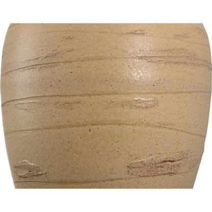 Kento Lamp with Drum Shade by Wildwood in brown and shiga, brown ombre glaze. Made from unique in a transitional style.