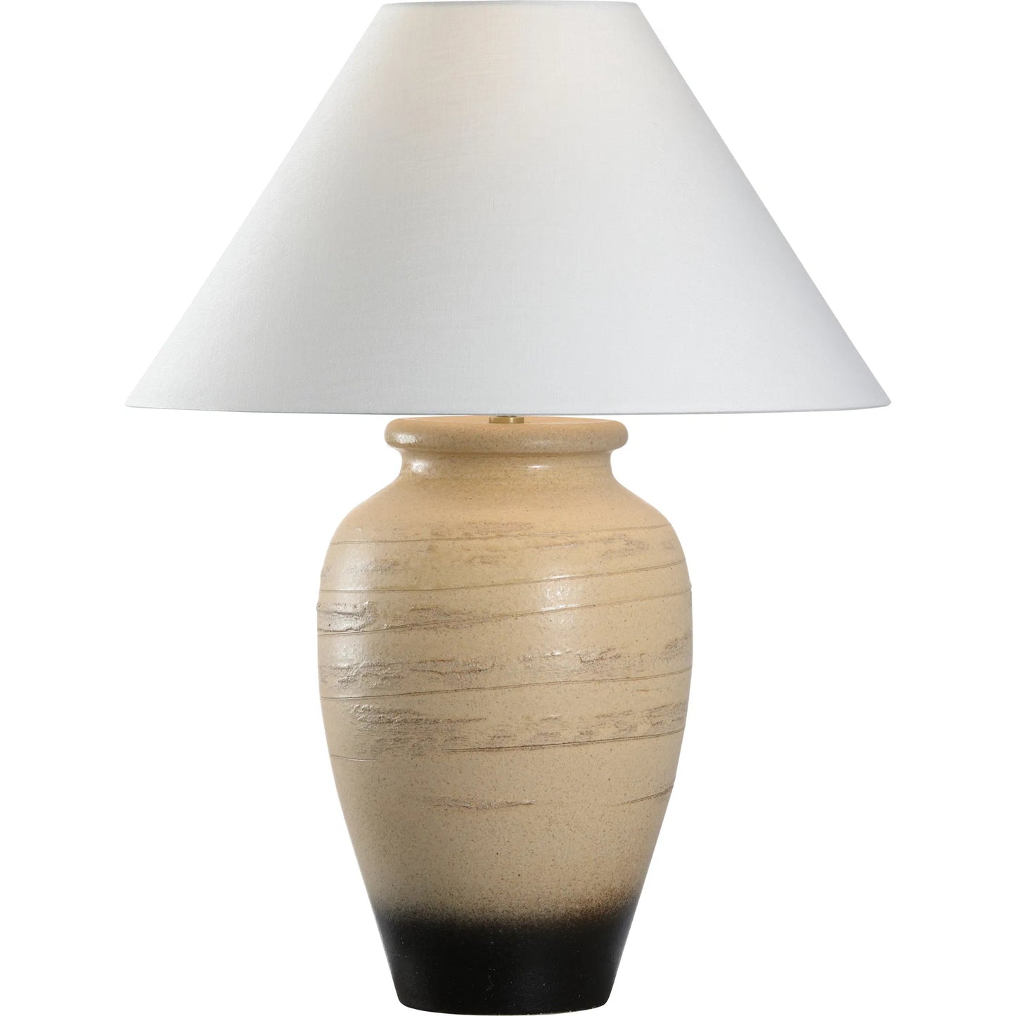 001 SI-2335202 | Primary Silo | Kento Lamp with Tapered Shade by Wildwood in brown and shiga, brown ombre glaze. Made from unique in a transitional style.