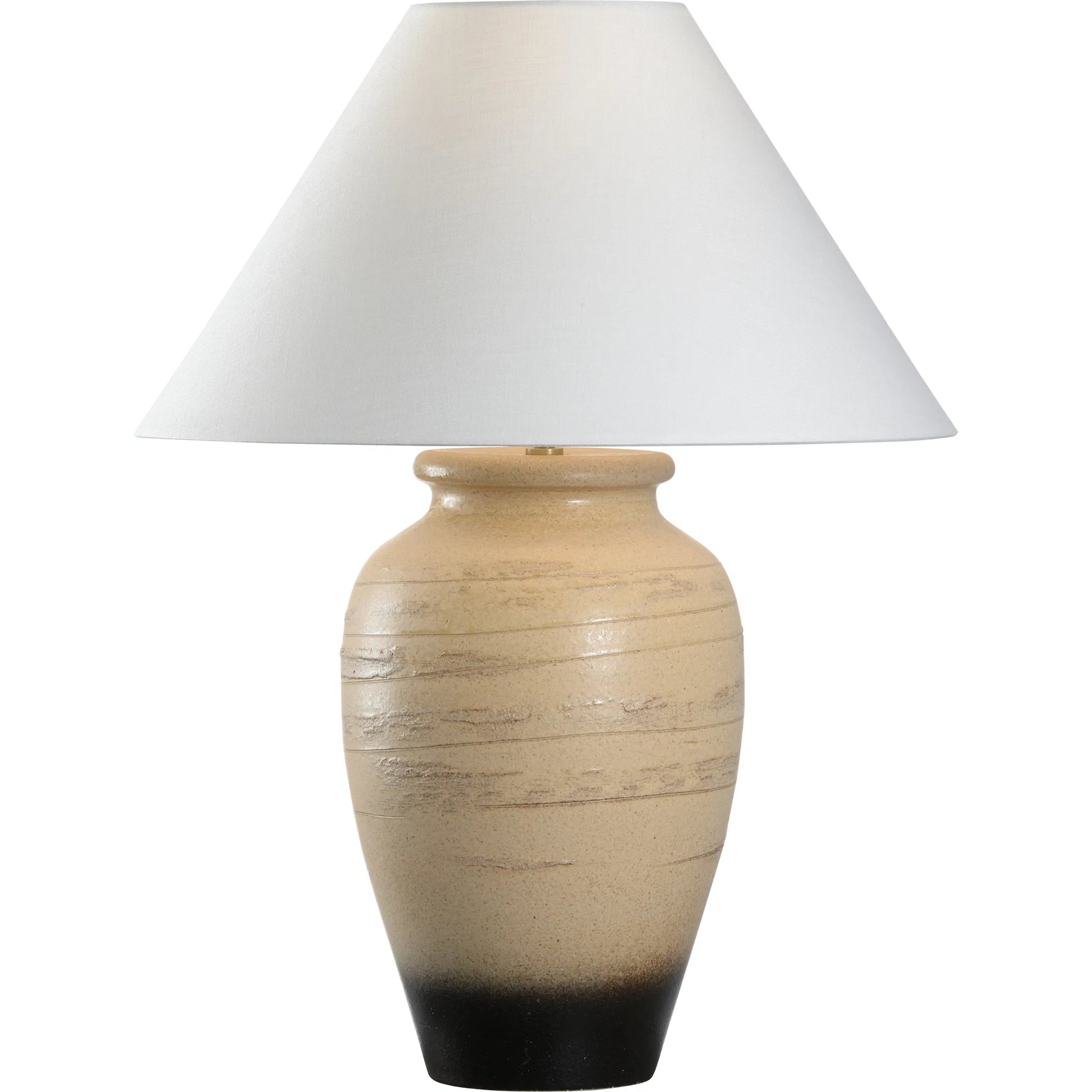 Kento Lamp with Tapered Shade by Wildwood in brown and shiga, brown ombre glaze. Made from unique in a transitional style.