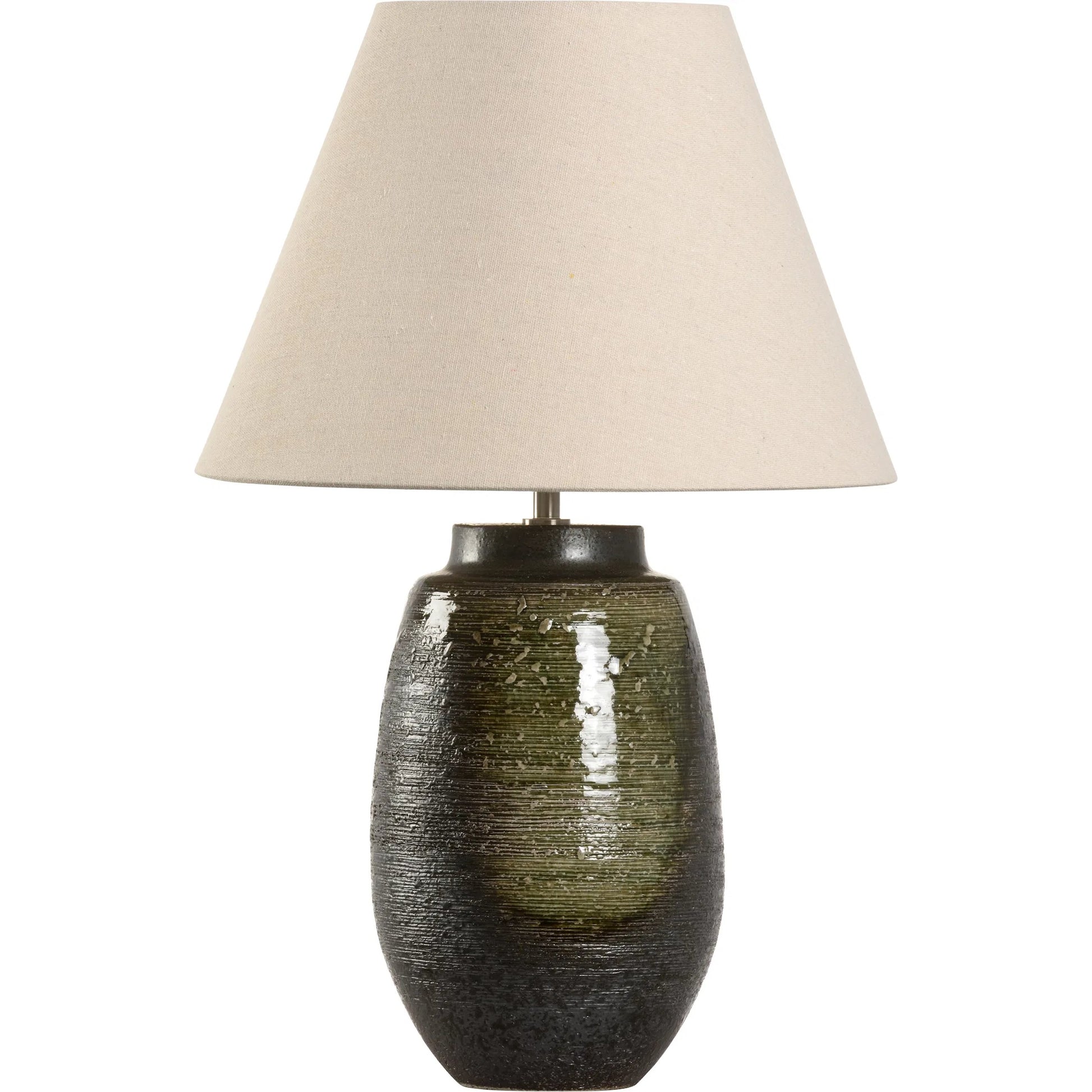 Minato Lamp II by Wildwood in green, brown and shiga, green, brown glaze. Made from unique in a modern style.