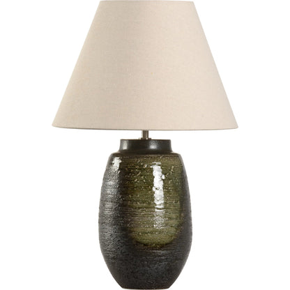 Minato Lamp II by Wildwood in green, brown and shiga, green, brown glaze. Made from unique in a modern style.