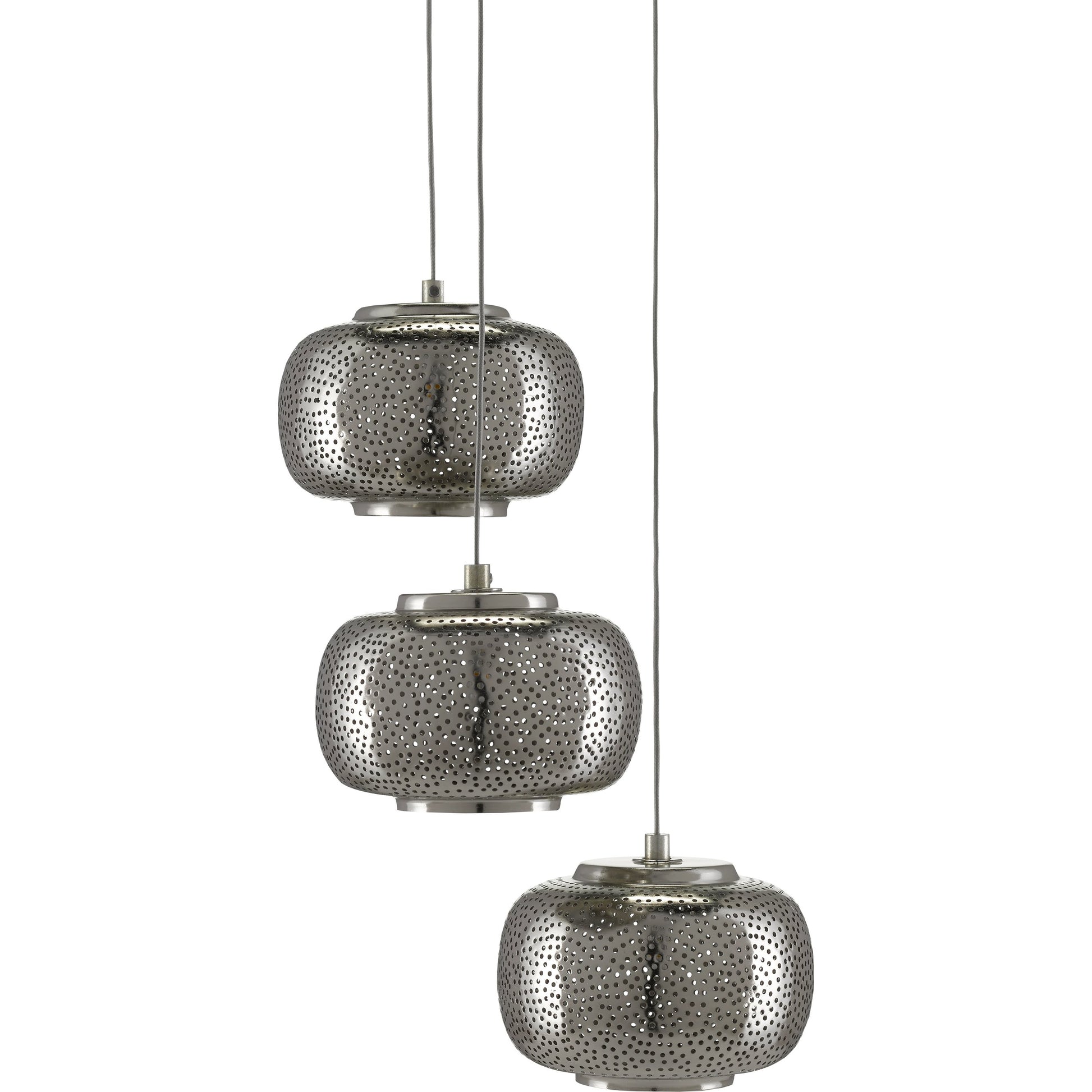 Pepper Pendant by Currey and Company in painted silver, nickel. Made from metal in a modern style.