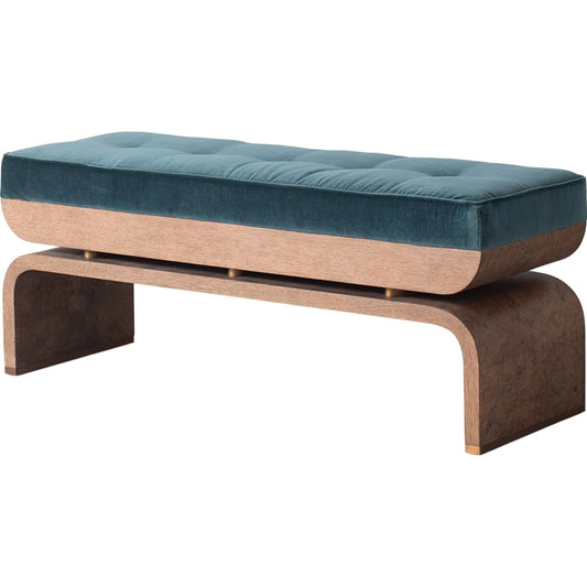 Ives Bench by Global Views in blue and bronze. Made from unique in a transitional style.