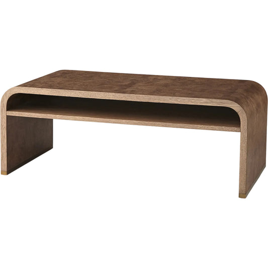 Ives Cocktail Table by Global Views in oak burl, bronze. Made from mdf, stainless steel, wood in a unique style.