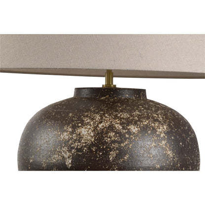 Kota Table Lamp with Drum Shade by Wildwood in brown and shiga, brown. Made from unique in a modern style.