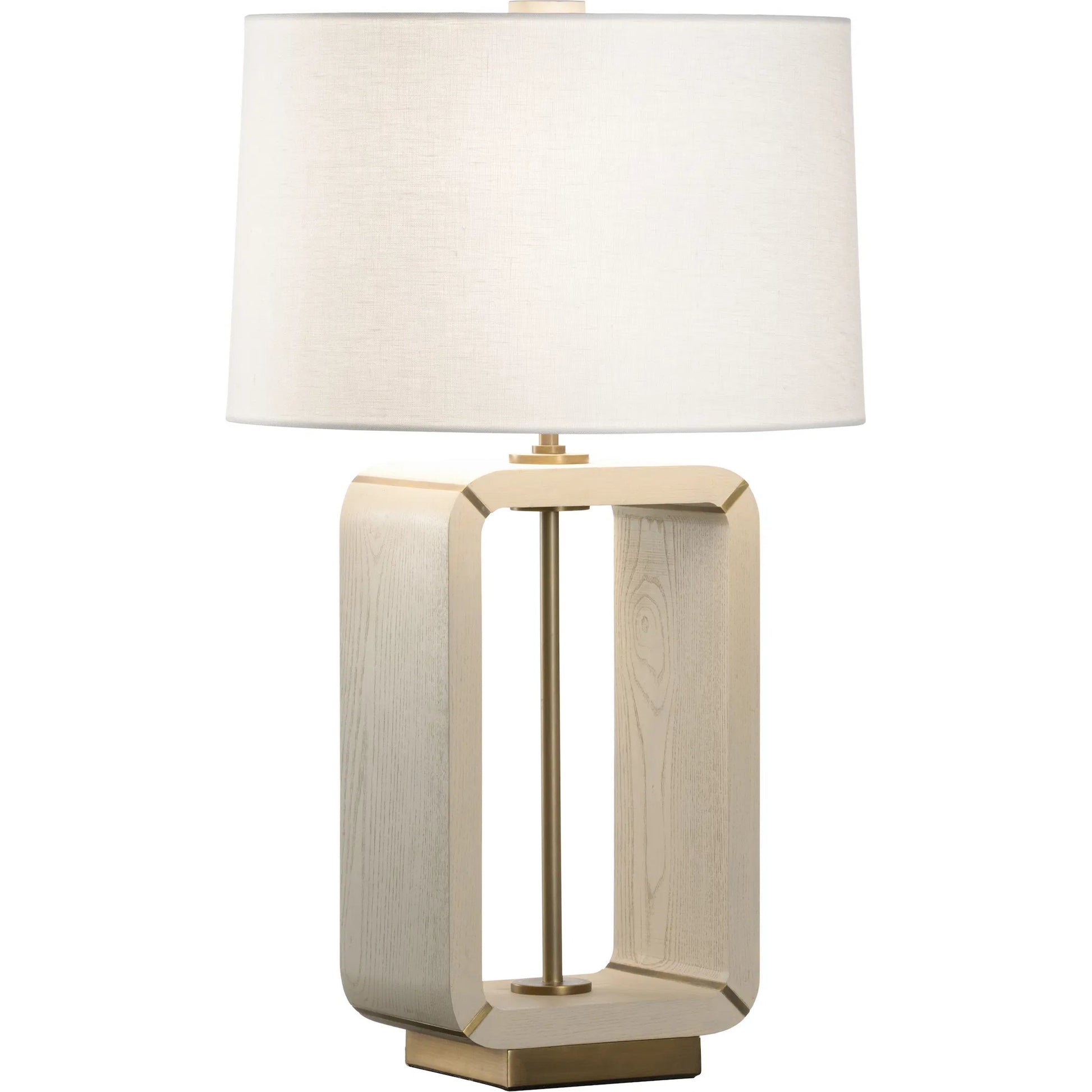 Oak Island Table Lamp by Wildwood in brown, gold and taupe, antique brass. Made from unique in a transitional style.