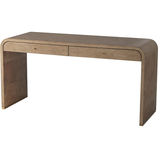 Ives Writing Desk by Global Views in red and bronze. Made from unique in a transitional style.