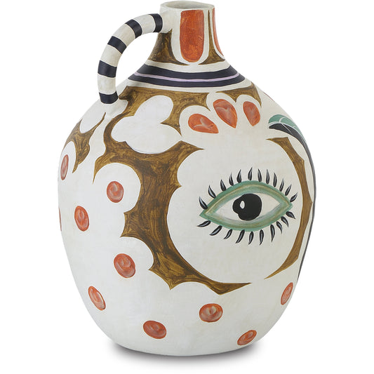 Hamsa Demijohn Vase by Currey and Company in multicolor. Made from terracotta in a modern style.