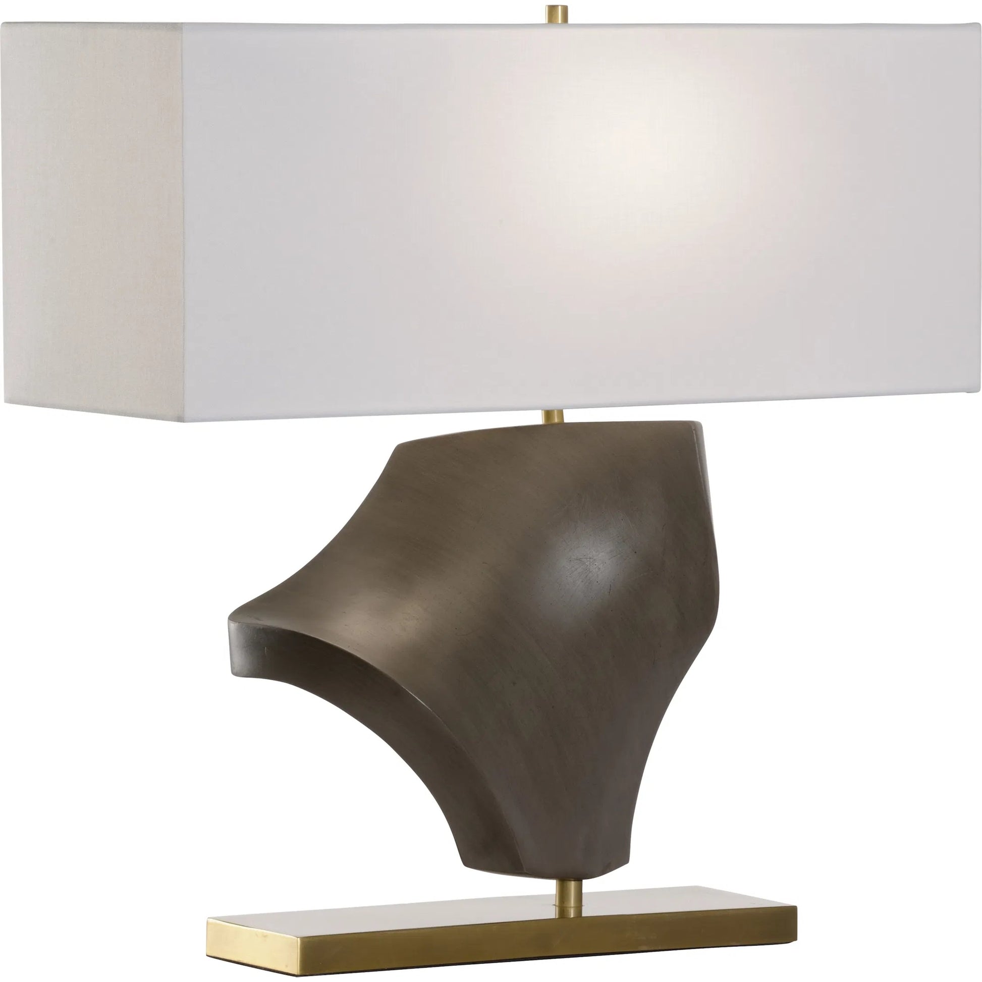 Zion Lamp by Wildwood in brown and spalted wood, antique brass. Made from unique in a unique style.