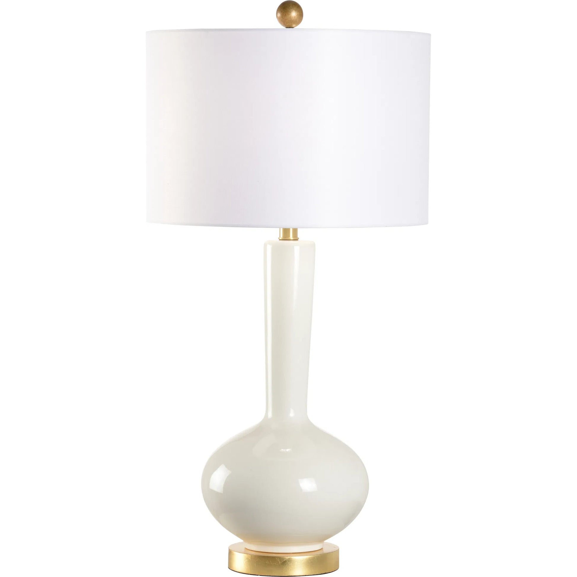 Georgia Lamp by Wildwood in white, cream, gold. Made from unique in a transitional style.