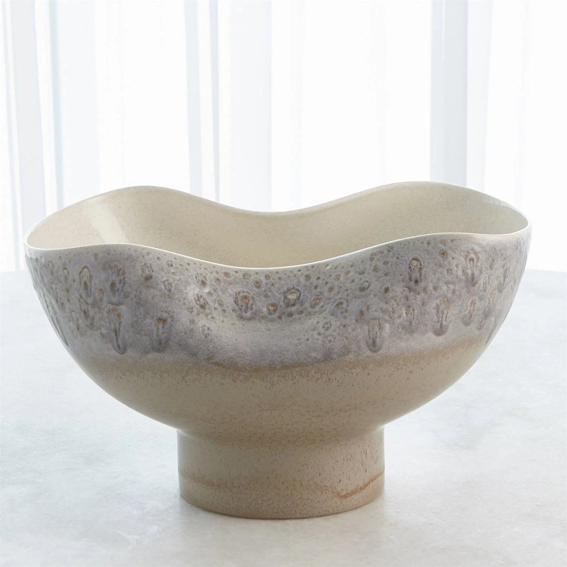 Cream Rises Dented Vase by Global Views in cream and ivory. Made from unique in a modern style.