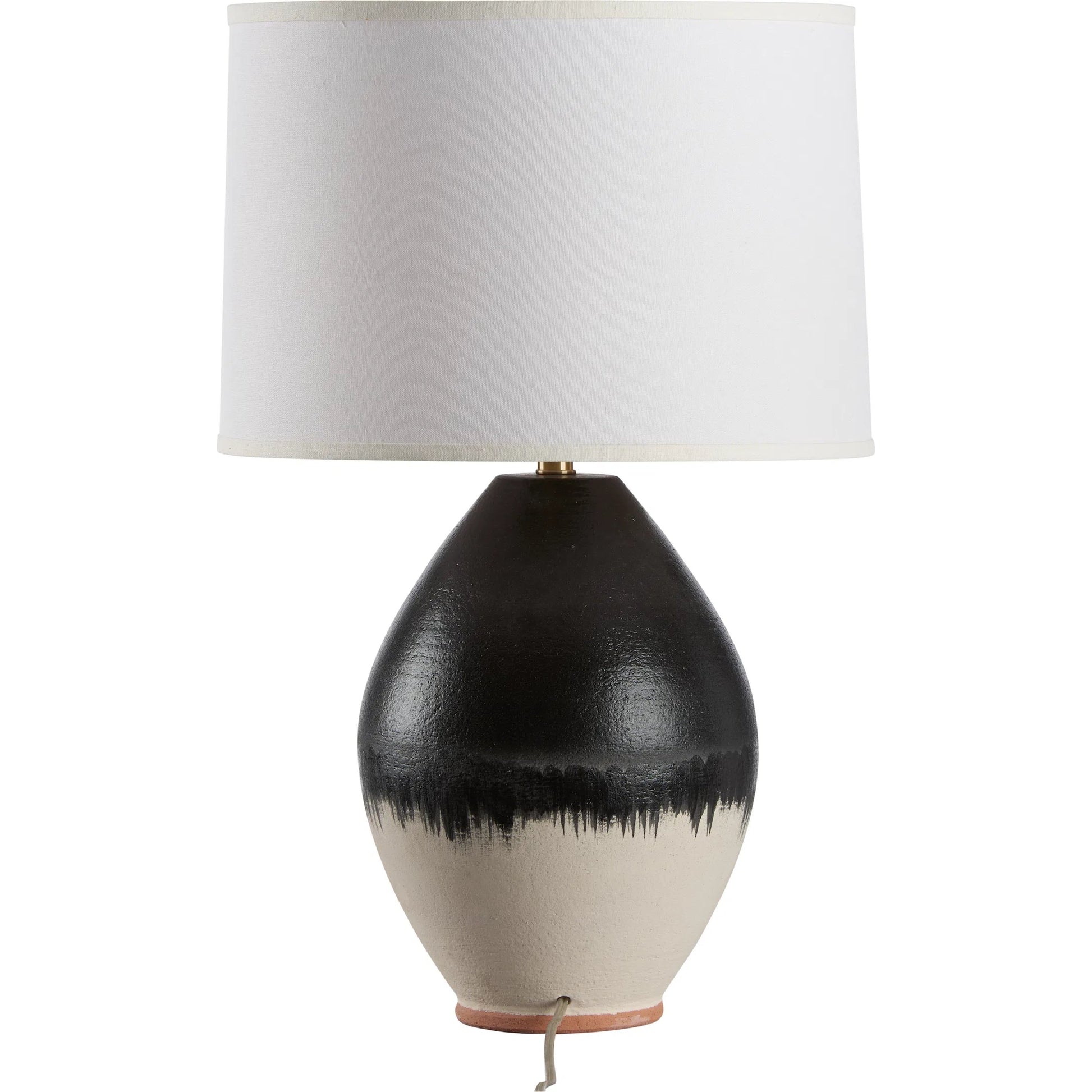 Enzo Lamp by Wildwood in black, white drip, reactive glaze. Made from unique in a modern style.