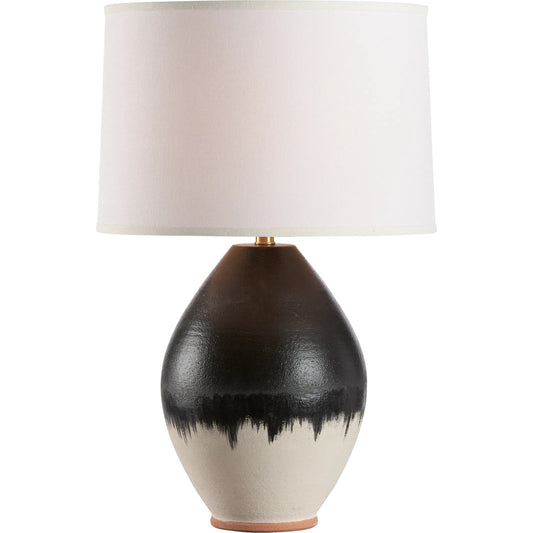 Enzo Lamp by Wildwood in black, white drip, reactive glaze. Made from unique in a unique style.