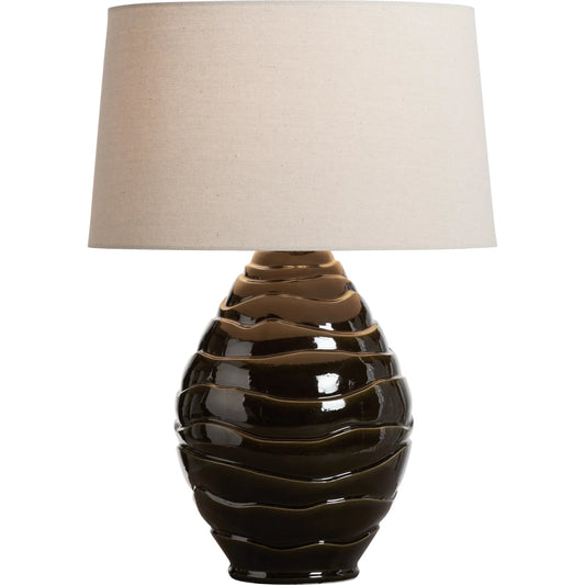 Cono Lamp by Wildwood in greenish brown glaze. Made from unique in a unique style.