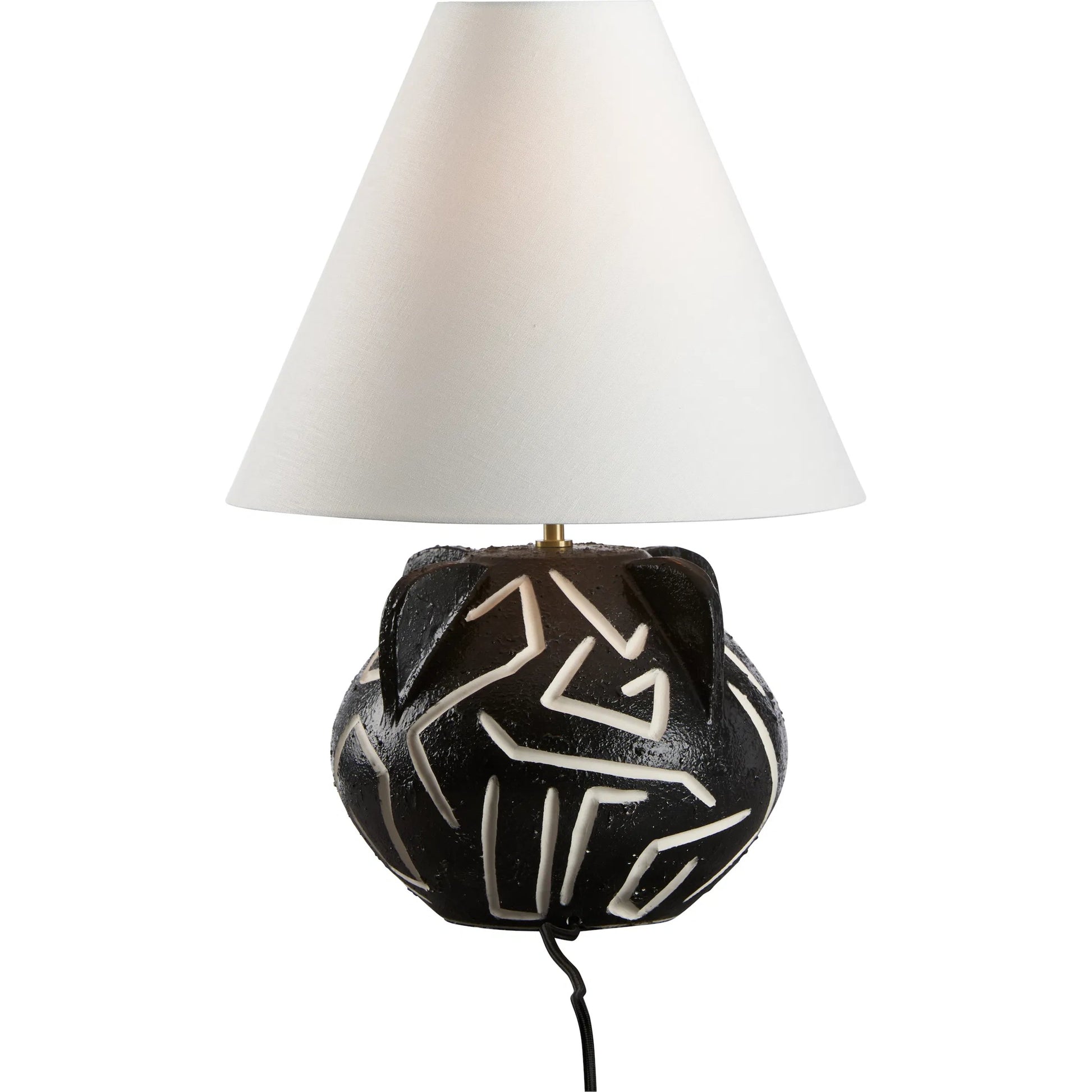 Loris Lamp by Wildwood in rough black glaze, white. Made from unique in a eclectic & global style.