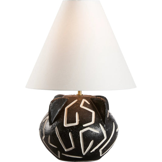 Loris Lamp by Wildwood in rough black glaze, white. Made from unique in a unique style.