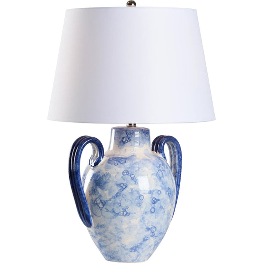 Corsini Lamp by Wildwood in blue bubble glaze. Made from unique in a unique style.