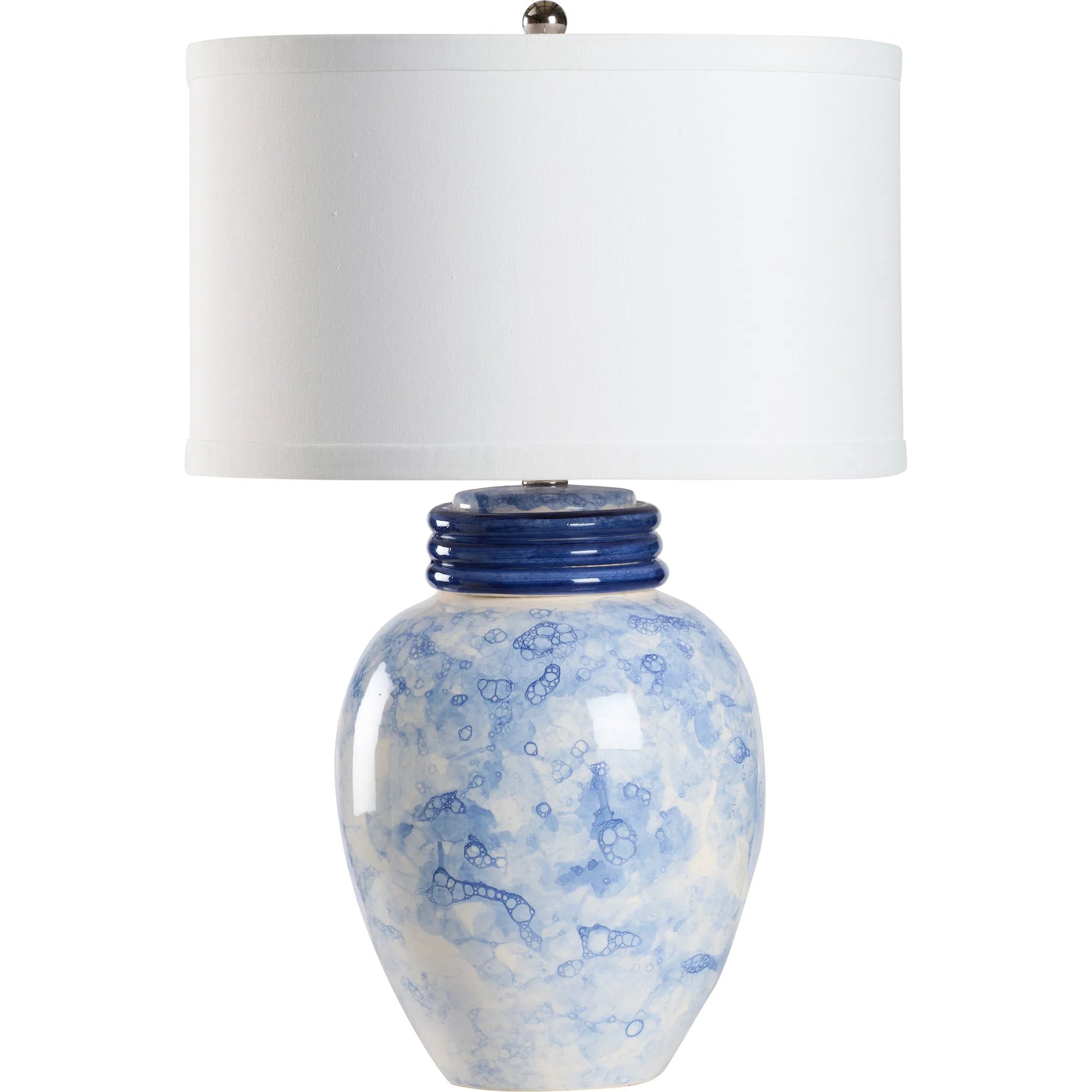 Cino Lamp by Wildwood in blue bubble glaze. Made from unique in a eclectic & global style.