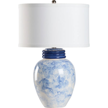 Cino Lamp by Wildwood in blue bubble glaze. Made from unique in a eclectic & global style.