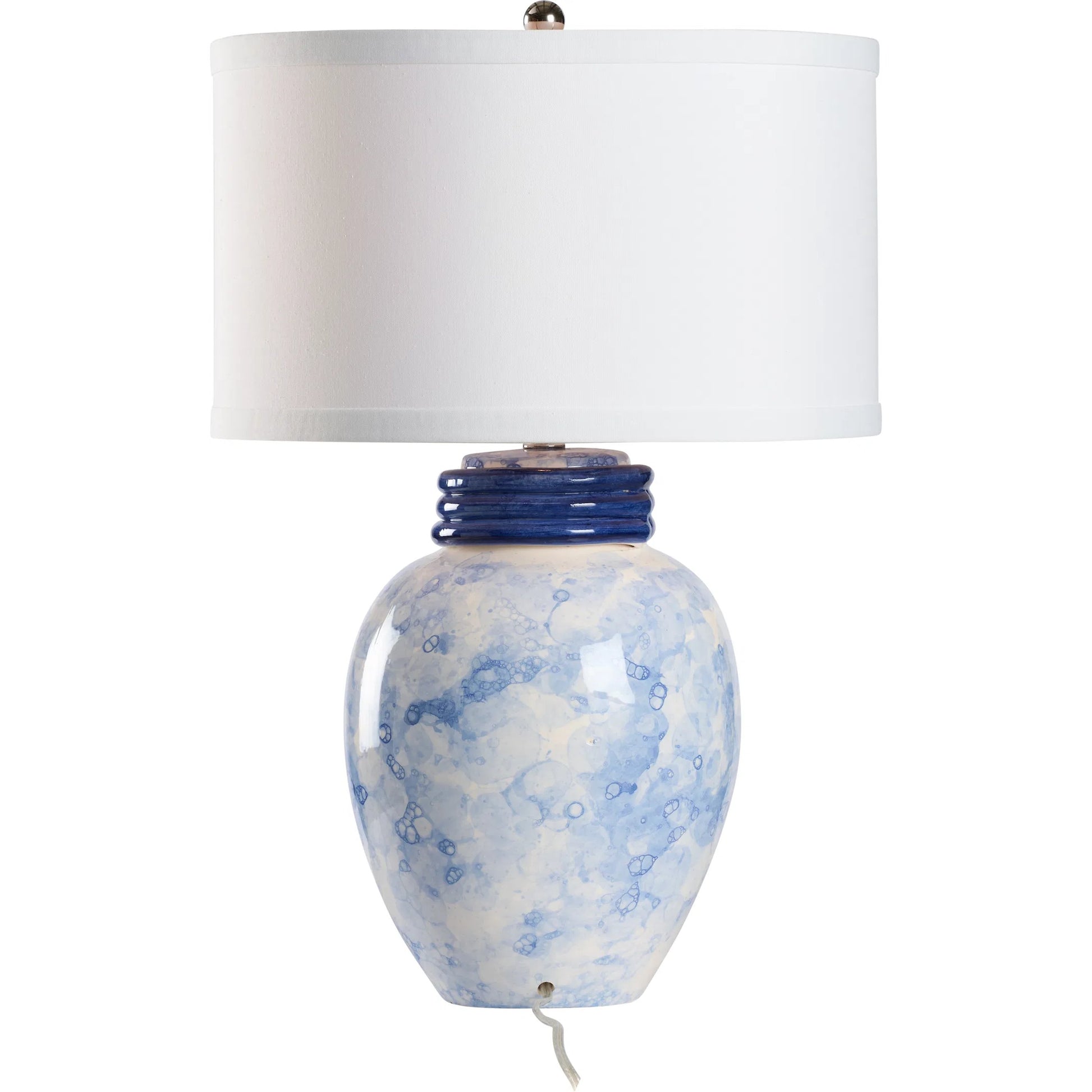 Cino Lamp by Wildwood in blue bubble glaze. Made from unique in a eclectic & global style.