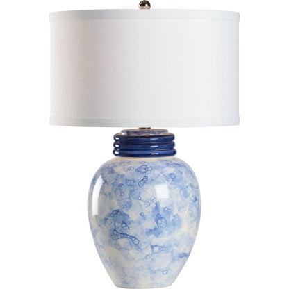 Cino Lamp by Wildwood in blue bubble glaze. Made from unique in a eclectic & global style.