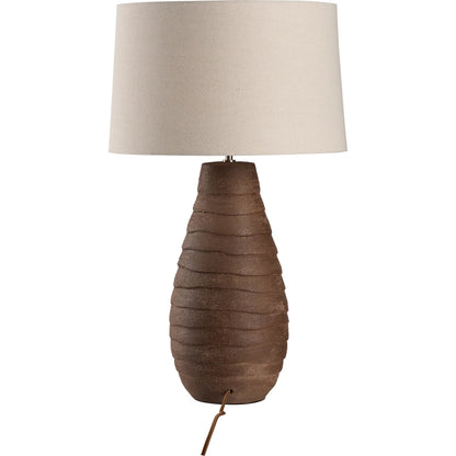 Vespucci Lamp by Wildwood in brown sand glaze. Made from unique in a transitional style.