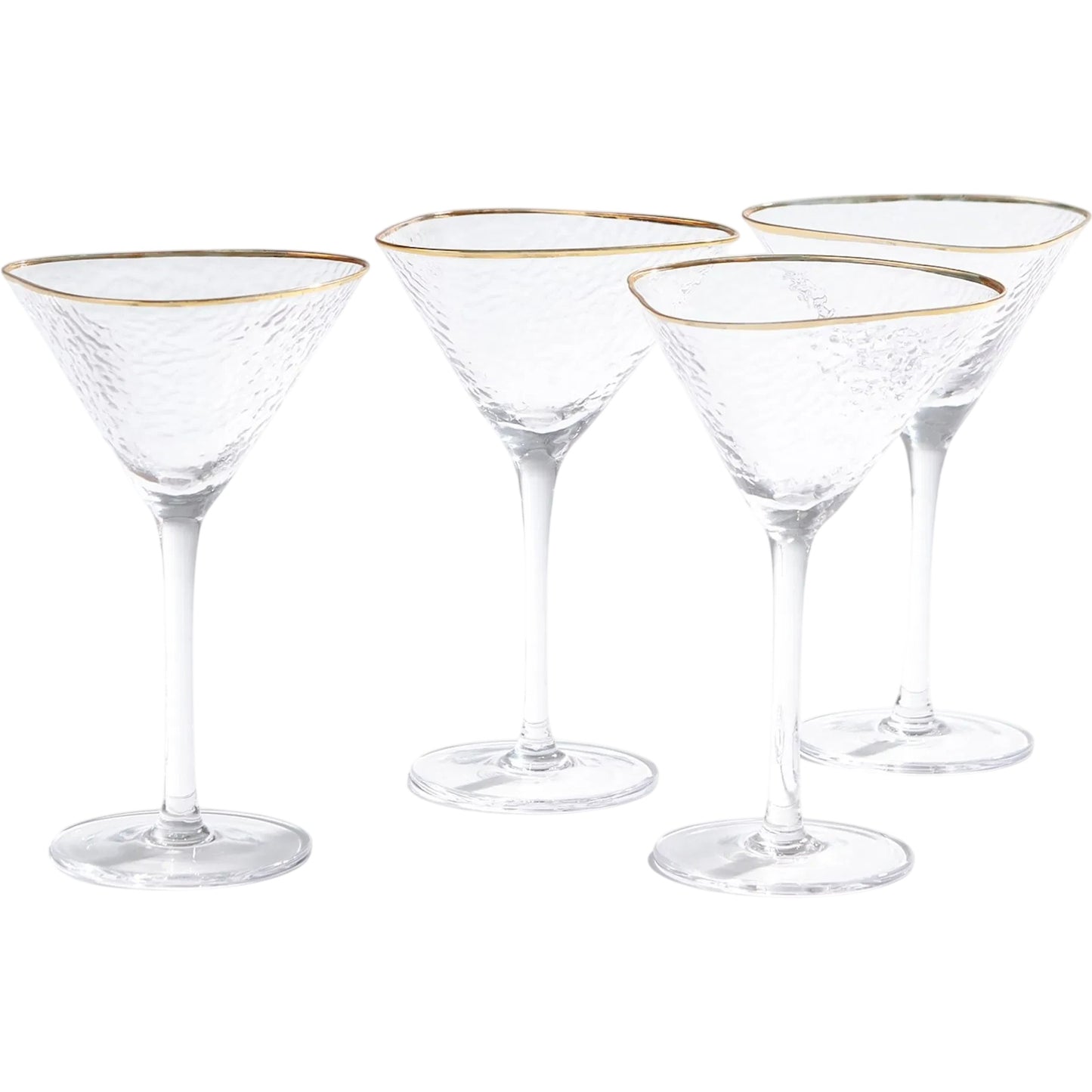 002 SI-2324330 | Primary Silo | S/4 Hammered Martini Glasses by Global Views in clear and gold. Made from unique in a modern style.