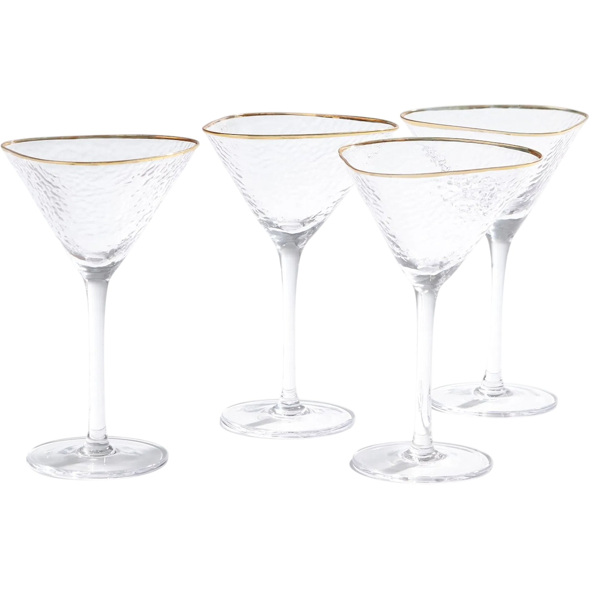 S/4 Hammered Martini Glasses by Global Views in clear and gold. Made from unique in a modern style.