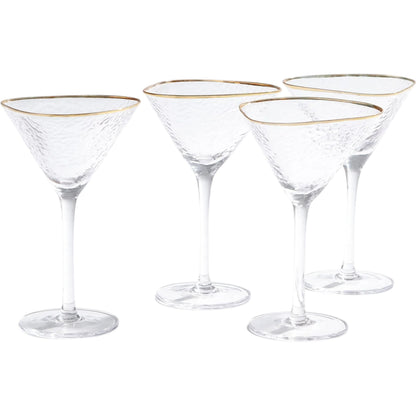 S/4 Hammered Martini Glasses by Global Views in clear and gold. Made from unique in a modern style.