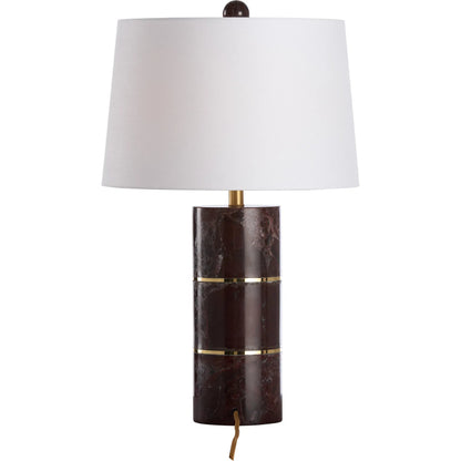 Kamden Lamp by Wildwood in natural red marble. Made from unique in a unique style.