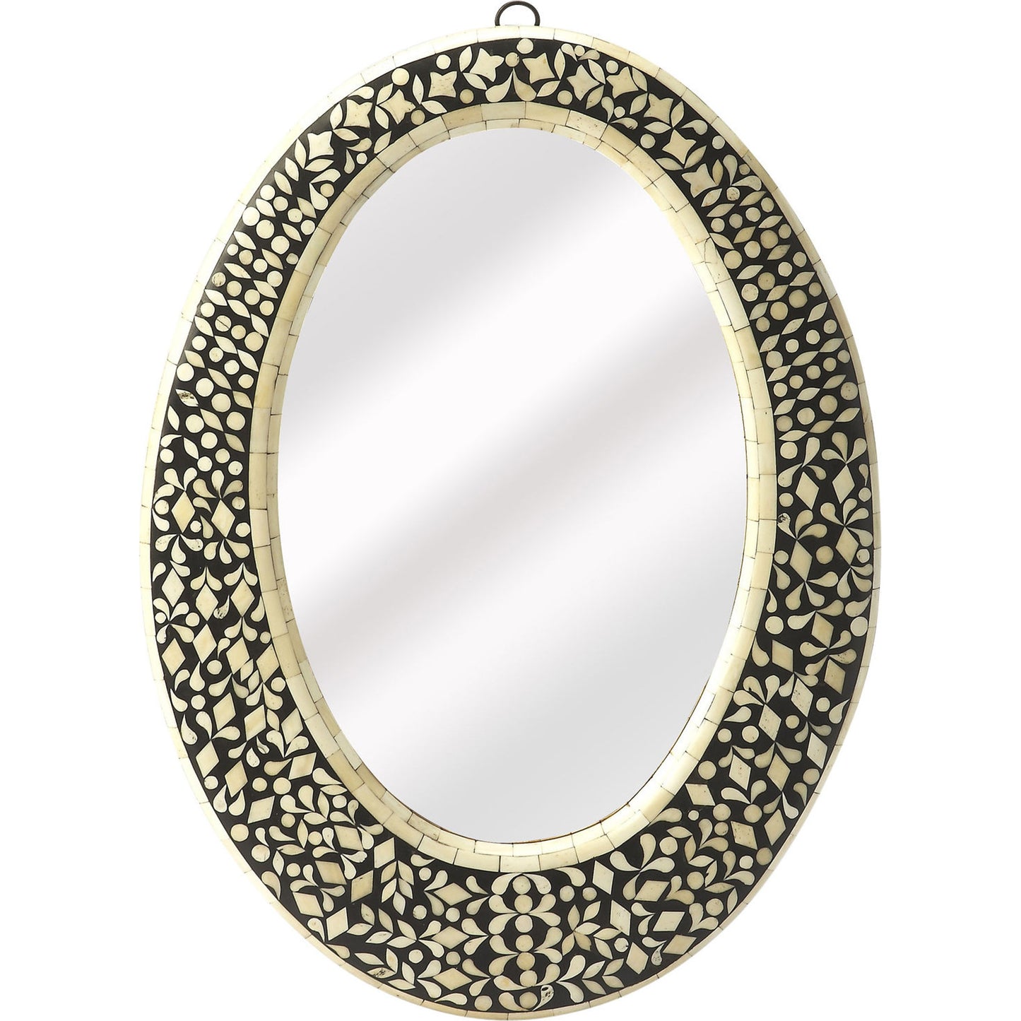 001 O-BUTLER-6149318 | Additional Silo | Orzo Wall Mirror by Butler Specialty Company in black and black bone inlay. Made from sheesham wood solids, resin, bone inlays, glass in a modern style.