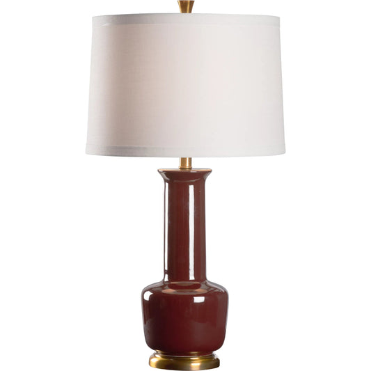 Olsen Lamp by Wildwood in aubergine, antique brass. Made from unique in a unique style.