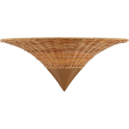 Zola Wall Sconce by Currey and Company in natural, khaki. Made from rattan, wrought iron in a cottage & farmhouse style.