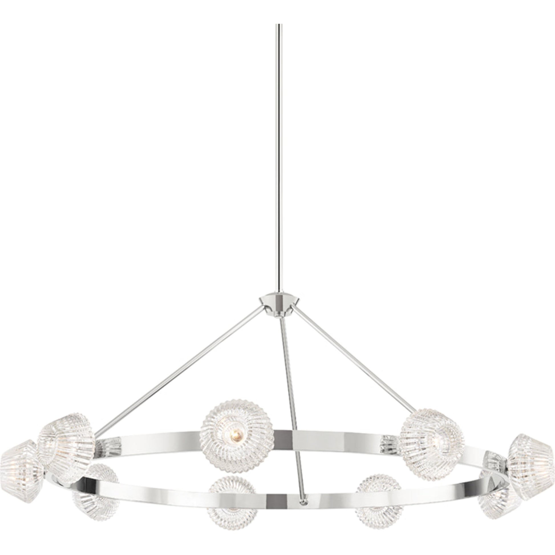Barclay Chandelier by Hudson Valley in polished nickel. Made from steel in a modern style.