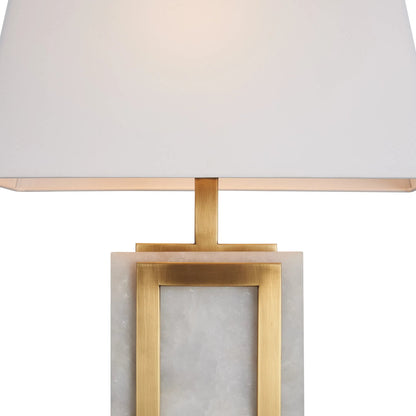 Hopewell Lamp by Wildwood in natural white, antique brass. Made from unique in a unique style.